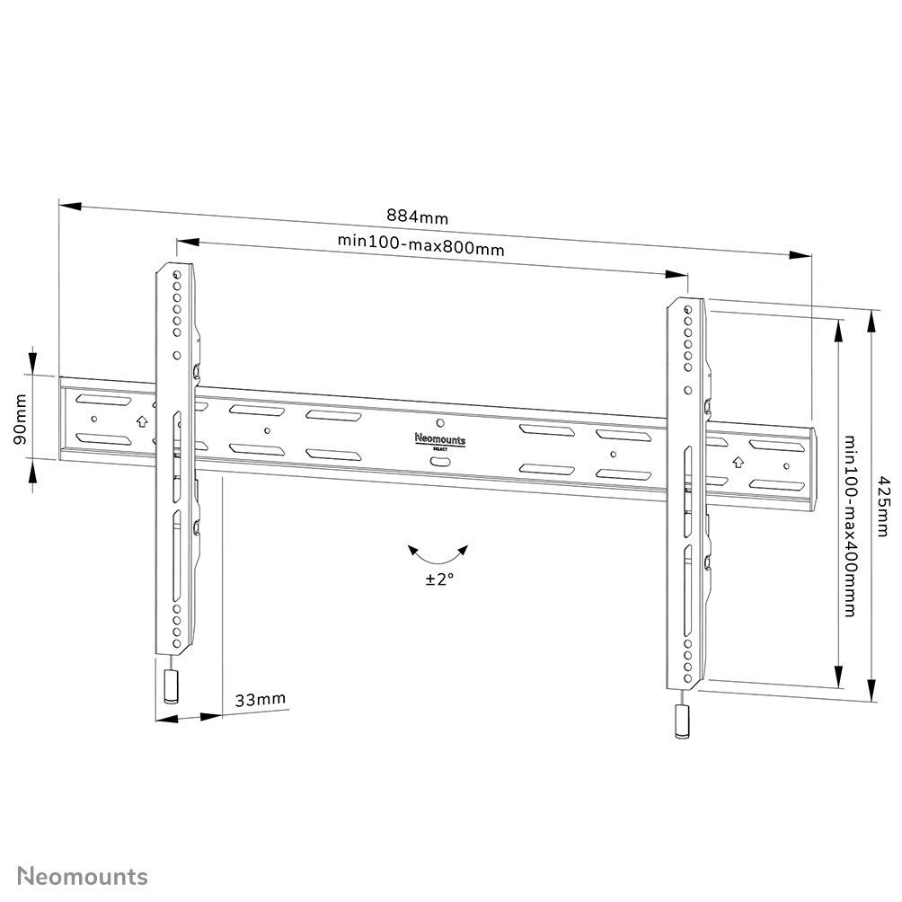 Neomounts WL30S-850BL18 TV-beugel wand 43-86" - vlak - vergrendelbaar - snelle installatie